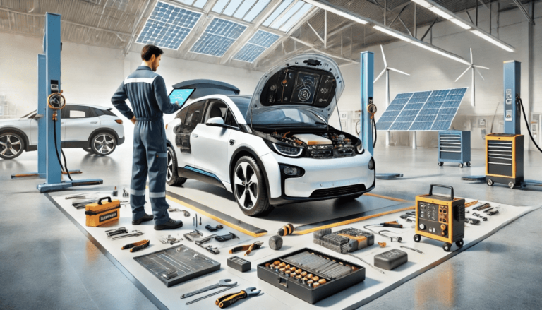Mechanic fixing Common Electric Car Issues
