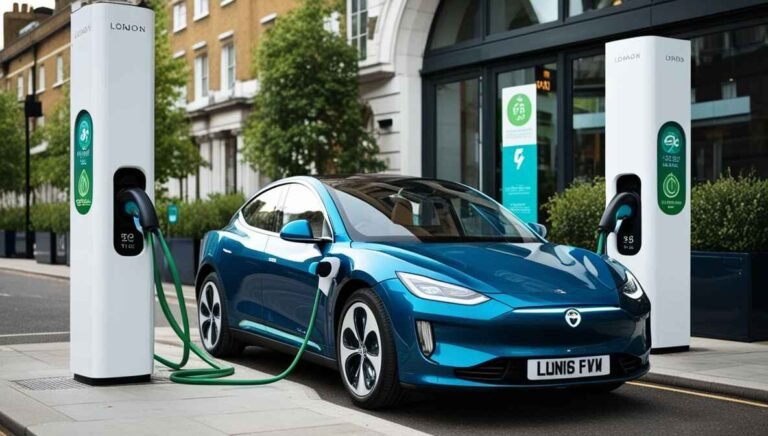 Infographic showing the growth of wireless EV charging and electric vehicle registrations in the UK from 2013 to 2025