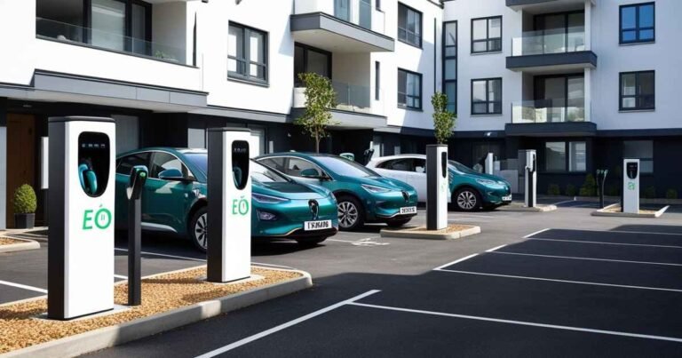 EV charging at apartments and shared spaces, showing accessible solutions for urban EV owners